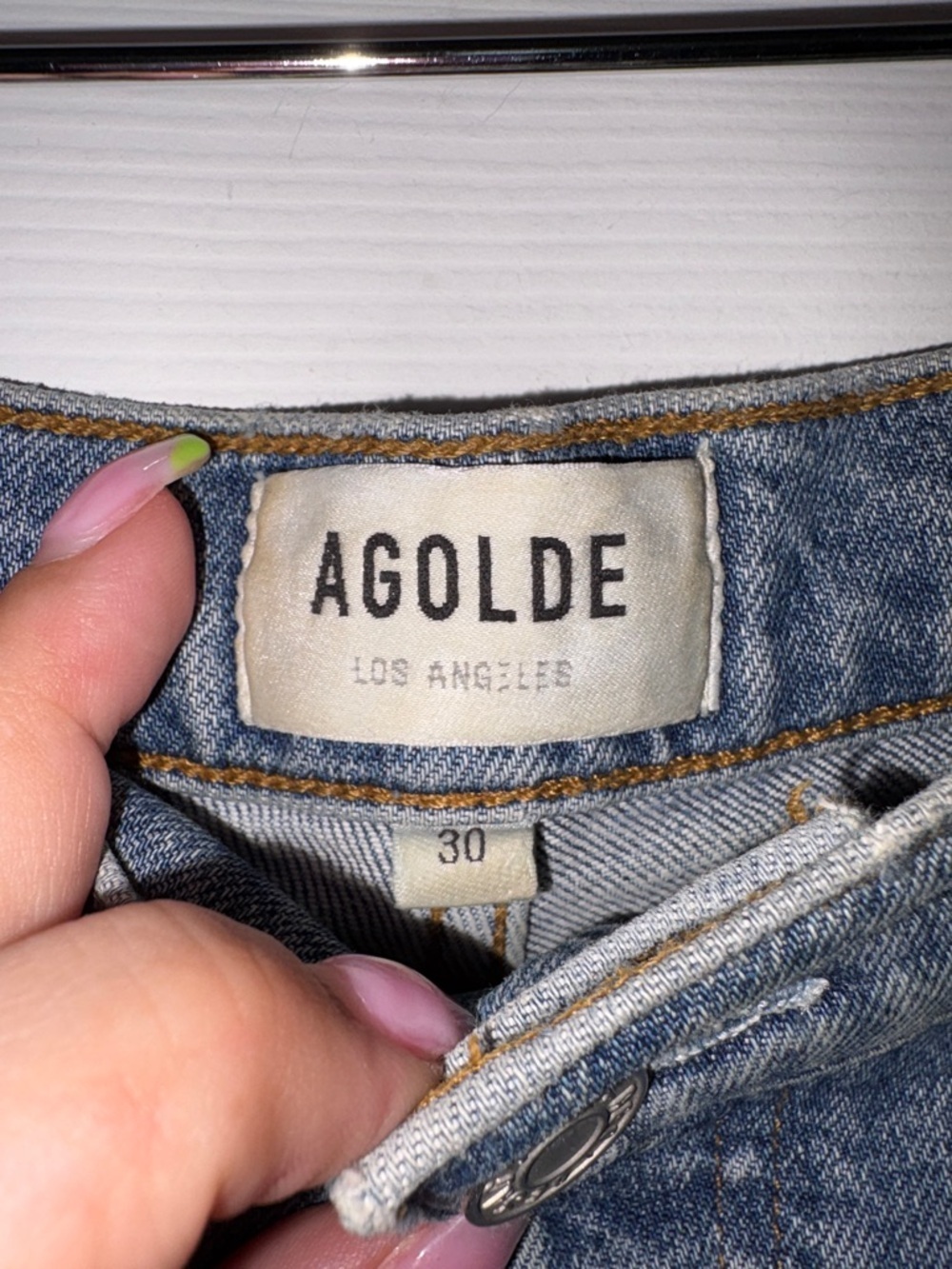 Agolde Riley High Rise Distressed Jeans Blue Size 30 - Picture 4 of 6